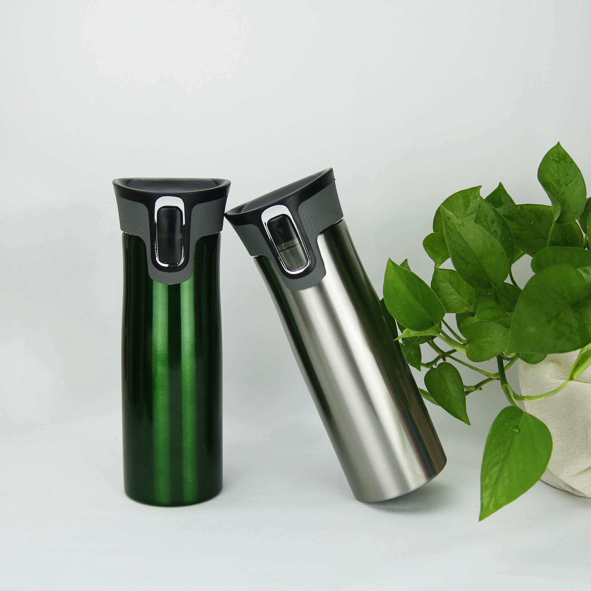 500ML one-click drinking water stainless steel double-layer vacuum thermos cup business car cup high-end gift cup
