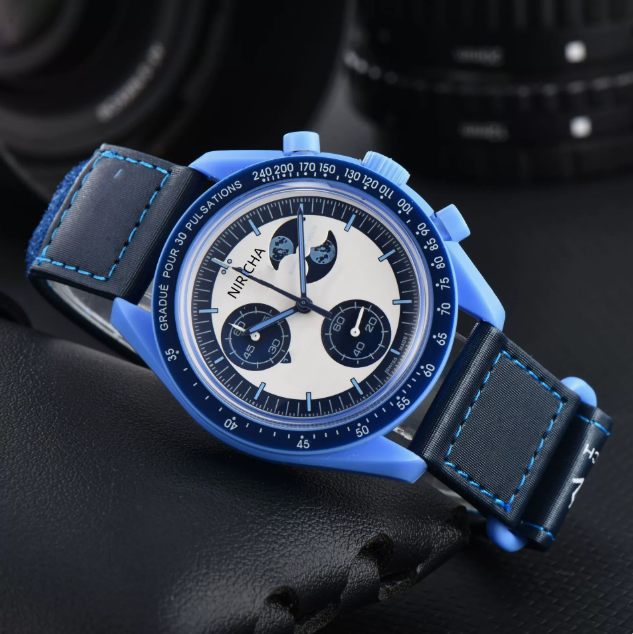NEW 1965 SW Bioceramic Planet Moon Mens Watches Full Function Quartz Chronograph Watch Mission To Mercury NEPTUNE 42mm Nylon Luxury Watch Wristwatches