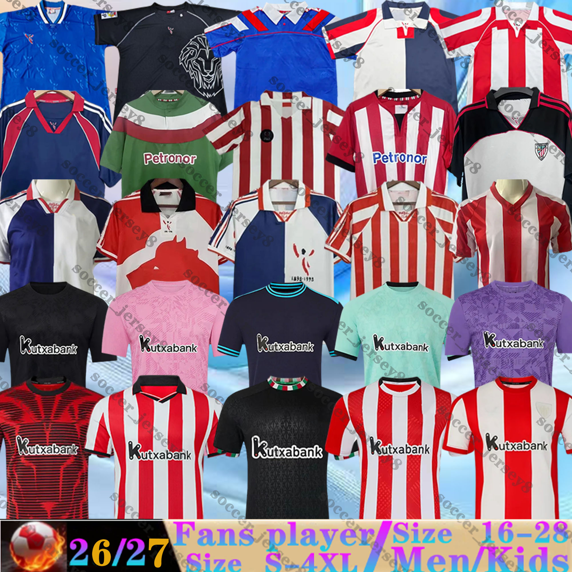 2025 2026 Bilbao Athletic Soccer Jerseys GURUZETA retro 1984 95 97 98 99 WILLIAMS JR O.SANCET 01 03 08 11 12 A. DJALO J.GUERRERO UNAI SIMON 25 26 Men Kids Kit Football Shirts