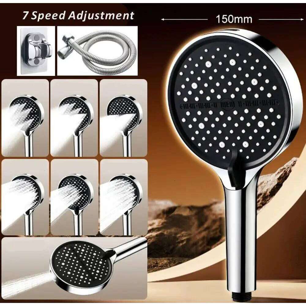 New 15CM Head for Hard Water High Pressure Shower 7 Modes Adjustable Spray with Massage Bathroom 26Y0325