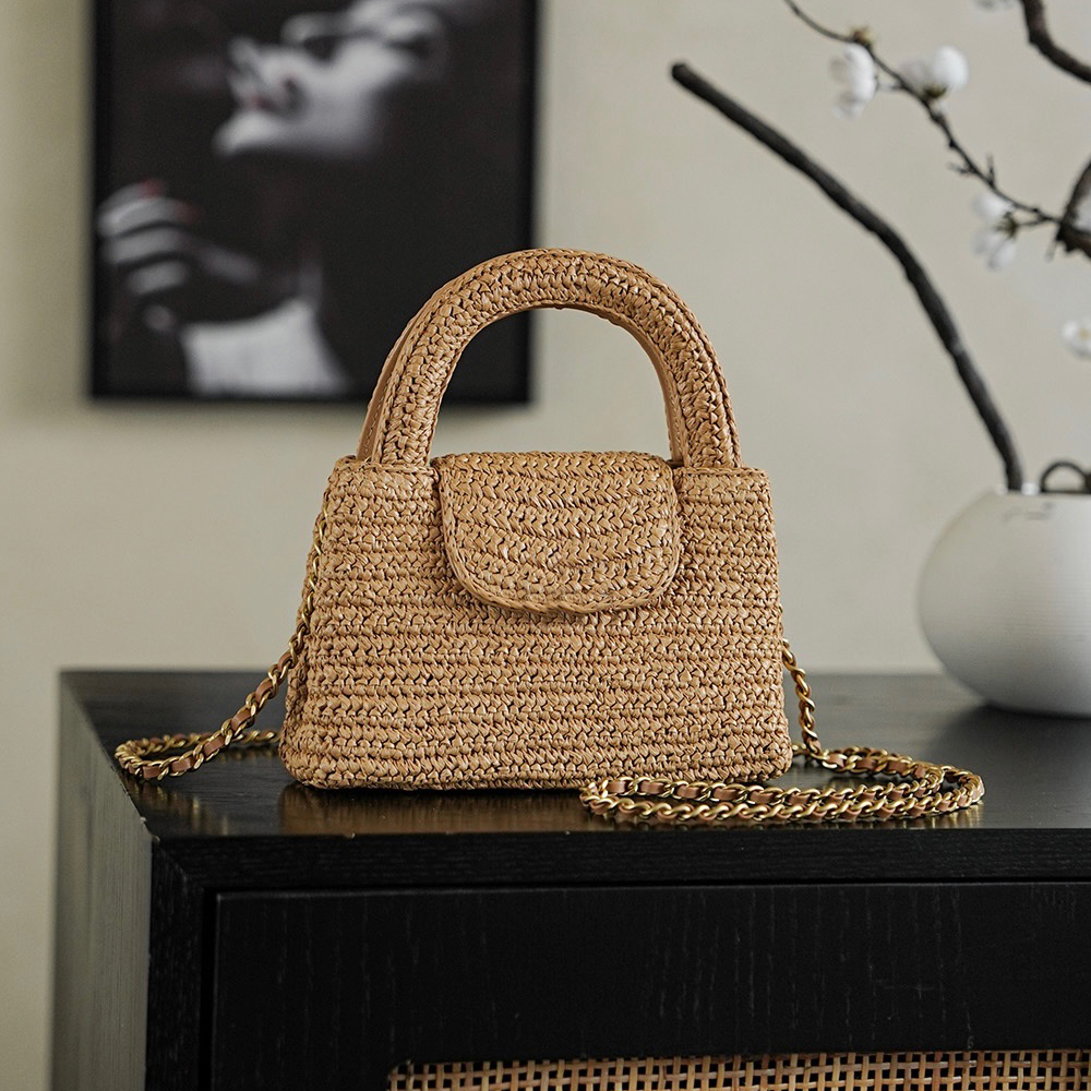 26C New Designer Bag 19CM Women Handbag Top-Quality Luxury Shoulder Bag Beach Knitted Crossbody Bag With Box CC03