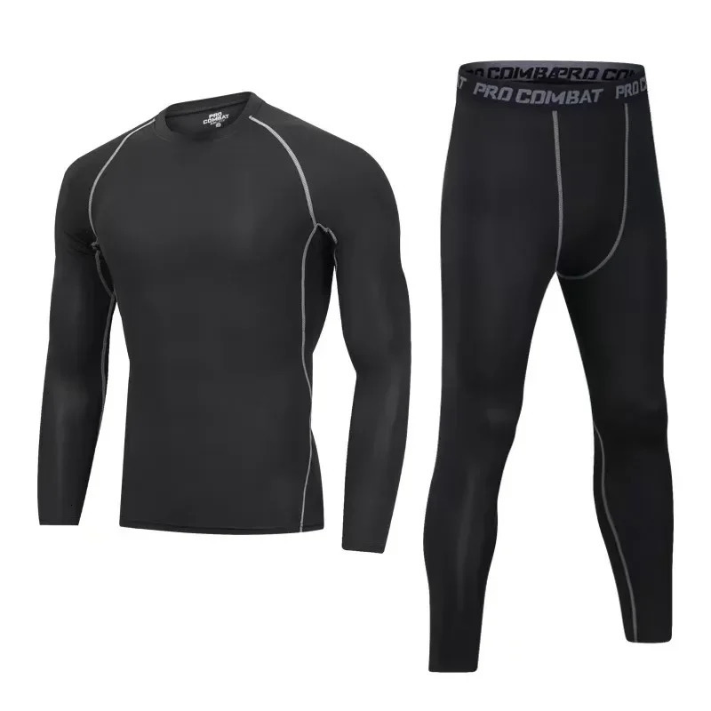 mens sportswear high elasticity quick-dry football tights training suit basketball pure color compression sportswear 260325