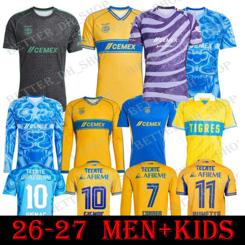 25 26 Tigres UANL soccer jerseyS 2025 2026 65th Anniversary home away 3rd Mexico liga MX Vargas GIGNAC men women kids kit training GK pink football