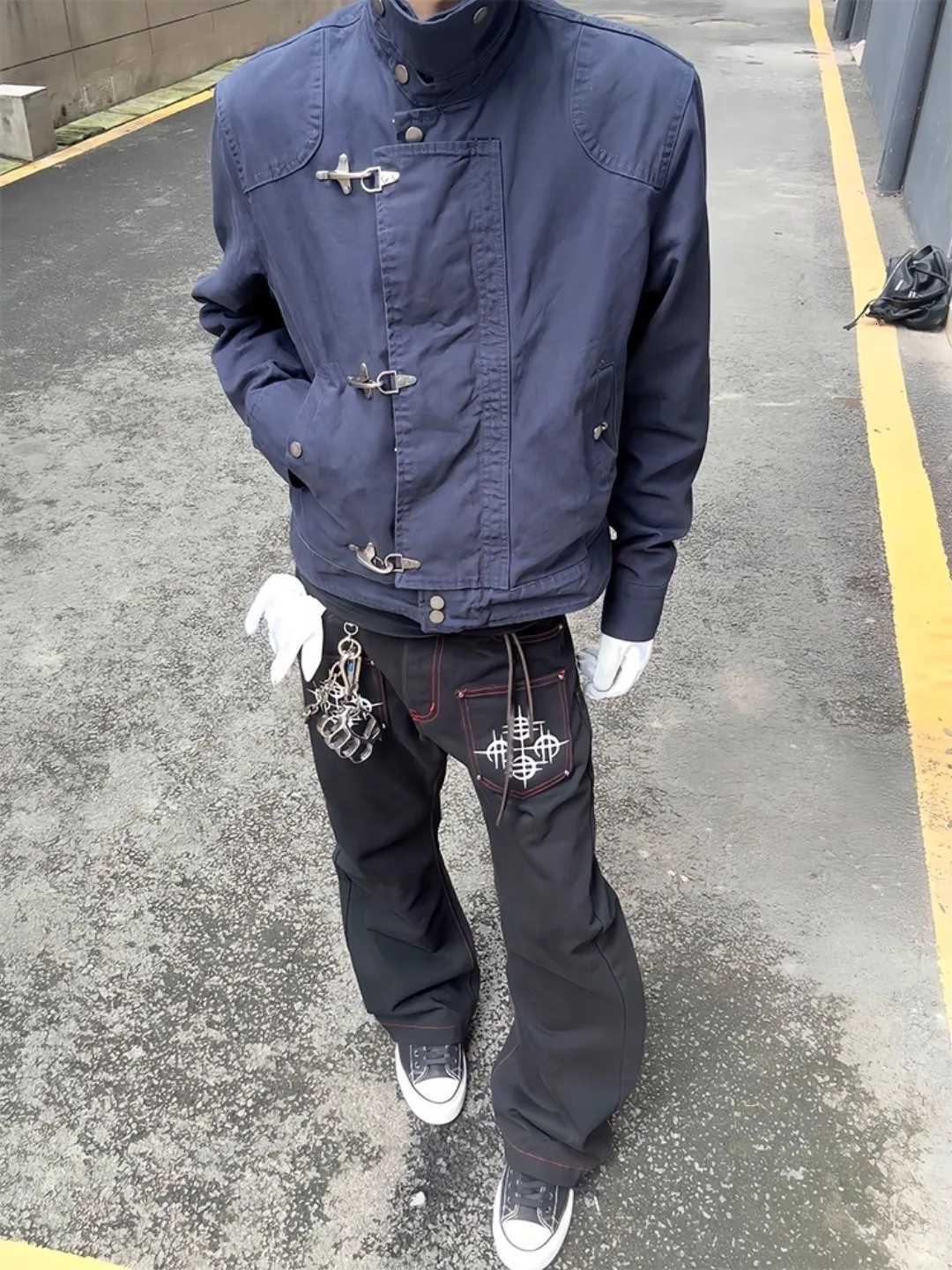 Retro American Splice ort Jaet Mens Autumn Cleanfit Workwear Top Barn Sle Worn out Jaet Youth Commute Travel C260325