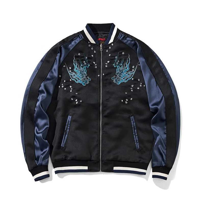 Tiger Embroidery Baseball Jacket Men Satin Sukajan Male Fashion Coat Luxury Spring Long Sleeve Clothing D021 C260325