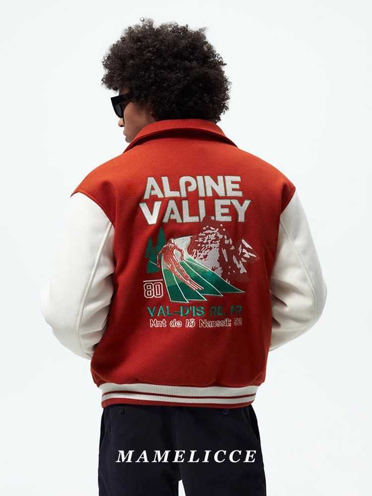 MAMELICCE Original design American vintage embroidered jacket fall and winter mens woolen clip baseball jackets Mens Clothing C260325