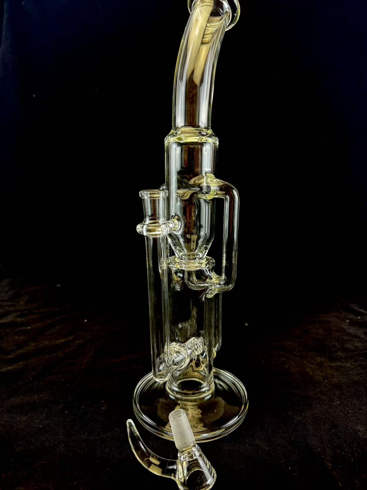 Smoking Pipes recycler bong 16 inch 14mm joint bent neck 1 inline perc high quality with a clear horn bowl