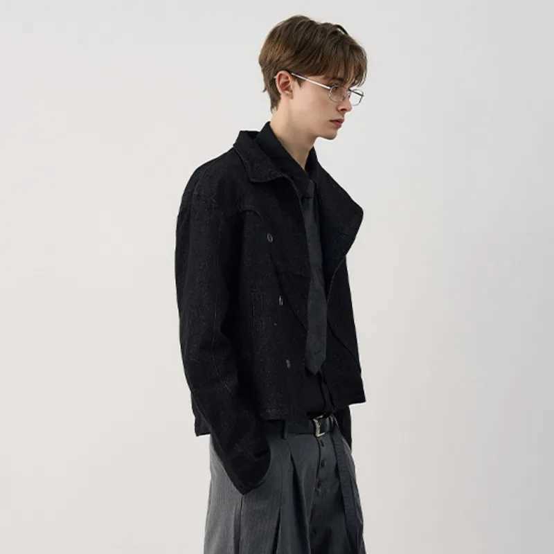 LUZHEN 2025 Autumn New Elegant Handsome Asymmetric Buttoned Stand Neck Jacket Mens Fashion Original Solid Color Clothes JY3938 C260325