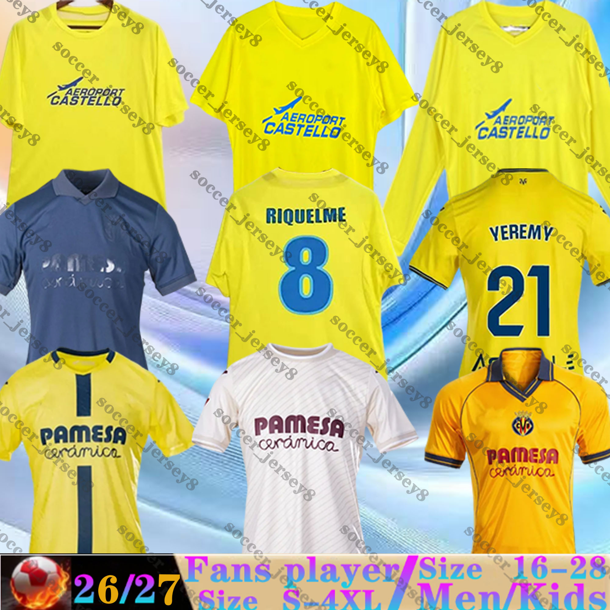 25 26 27 Villarreal CF Soccer Jerseys Retro 2005 2006 08 09 MORENO RIQUELME YEREMY AYOZE AKHOMACH PAREJO R.TERRATS MIKAUTADZE 2026 2027 Football Shirts Men kids Kits