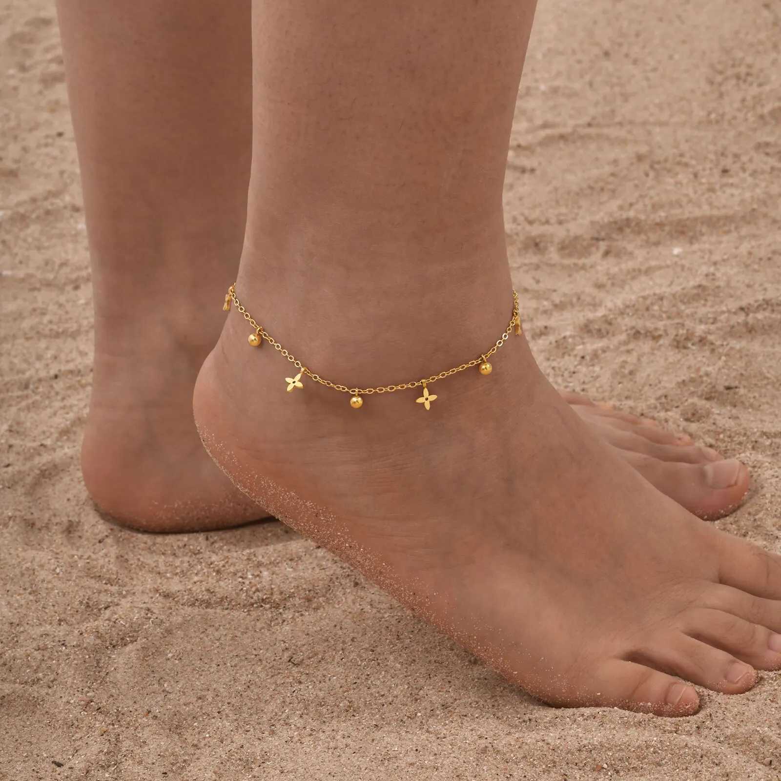 Waterproof Stainless Steel Foot Chain Anklet Women Crown/ Butterfly /cross/ Star Dangle Anklets Adjustable Link H260325 - view 3
