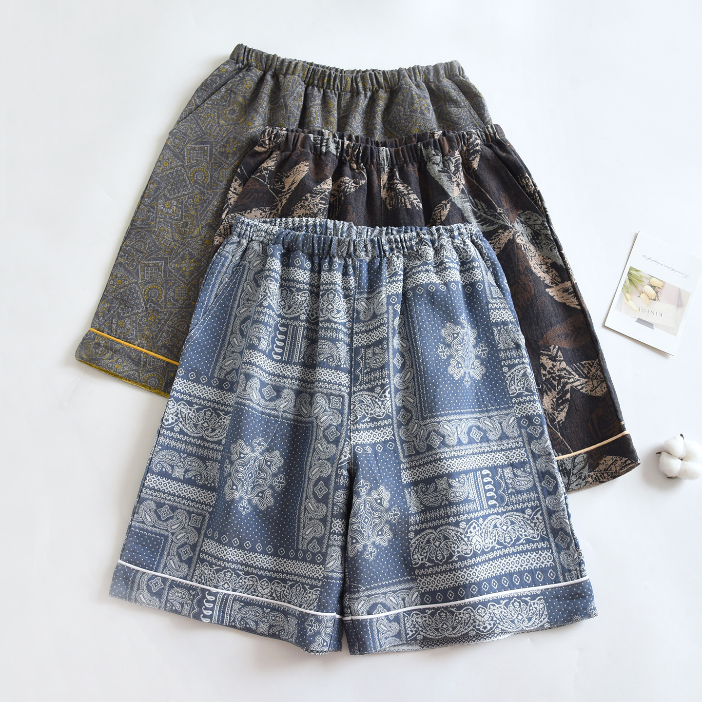 Men's Homewear Shorts Spring Summer Pure Cotton Gauze Elastic Waist Thin Casual Knee Length Pajama Pants With Pockets Outdoor Wearable Plus Size