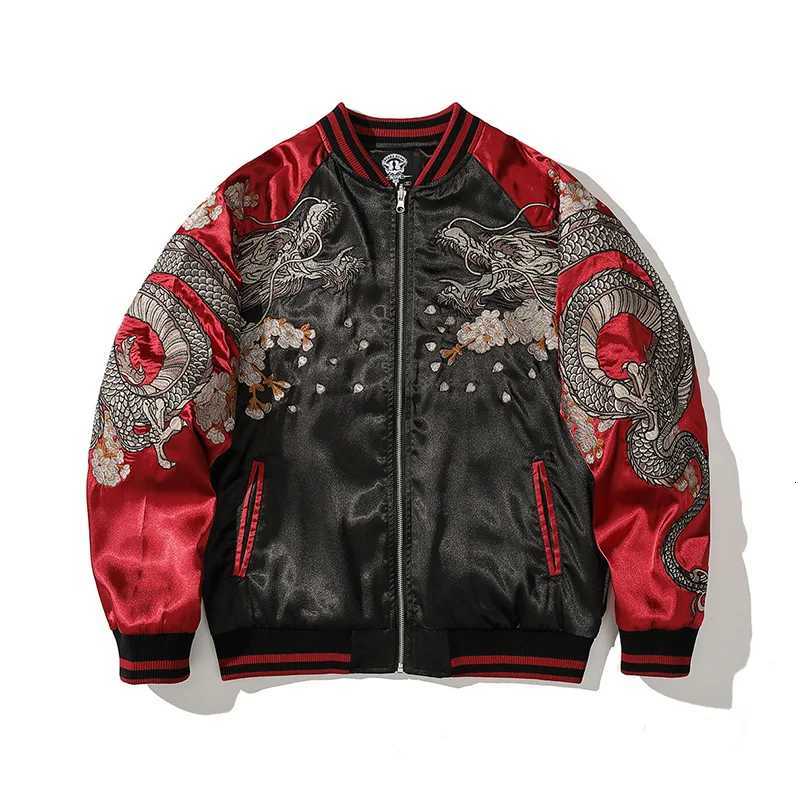 Men Bomber Jacket Satin Dragon Embroidery Luxury Streetwear Spring Autumn Stand Collar Outerwear Sukajan Baseball Coat D012 C260325
