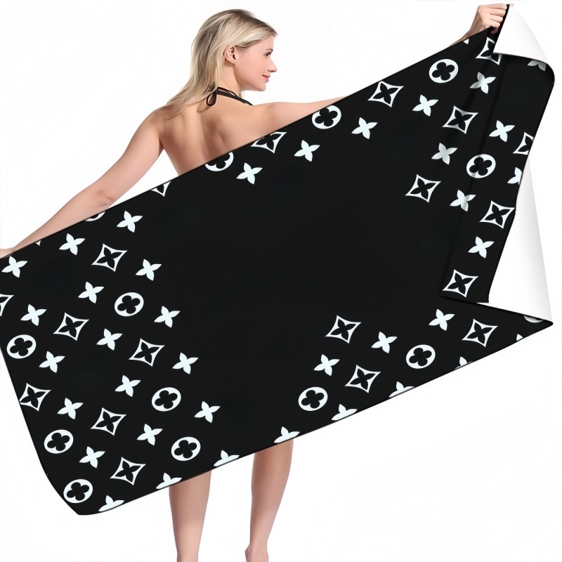 Designer-style beach towel luxury bath towel comfortable face cloth portable 80-160cm all-over printed letter beach towel wholesale and custom-made