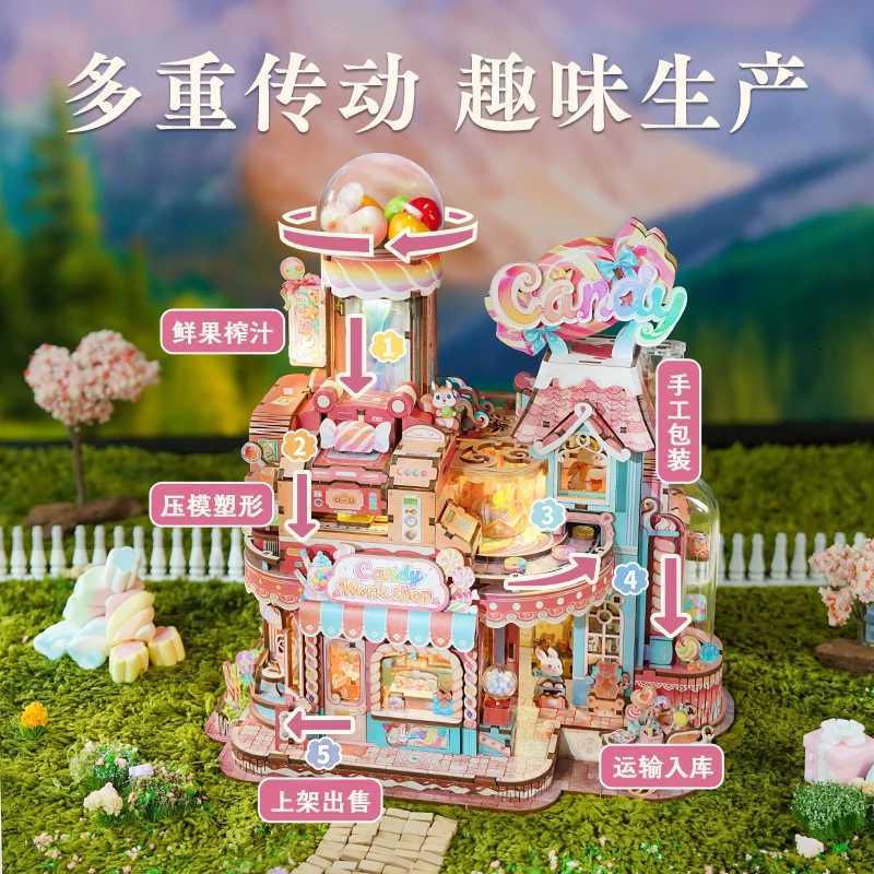 Candy Workshop 3D Wooden Puzzles Wooden Music Box Christmas Wooden Model Kits Build Gifts for Kids Adults Christmas Gifts X260325