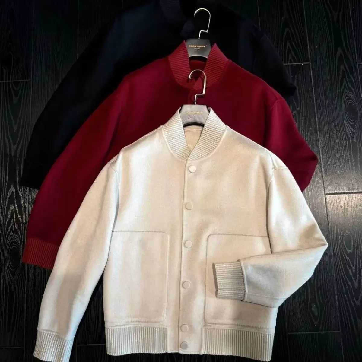 Mens Woolen Coat Fashion Brand Solid Color Stand Up Collar Versatile Trendy Jacket C260325