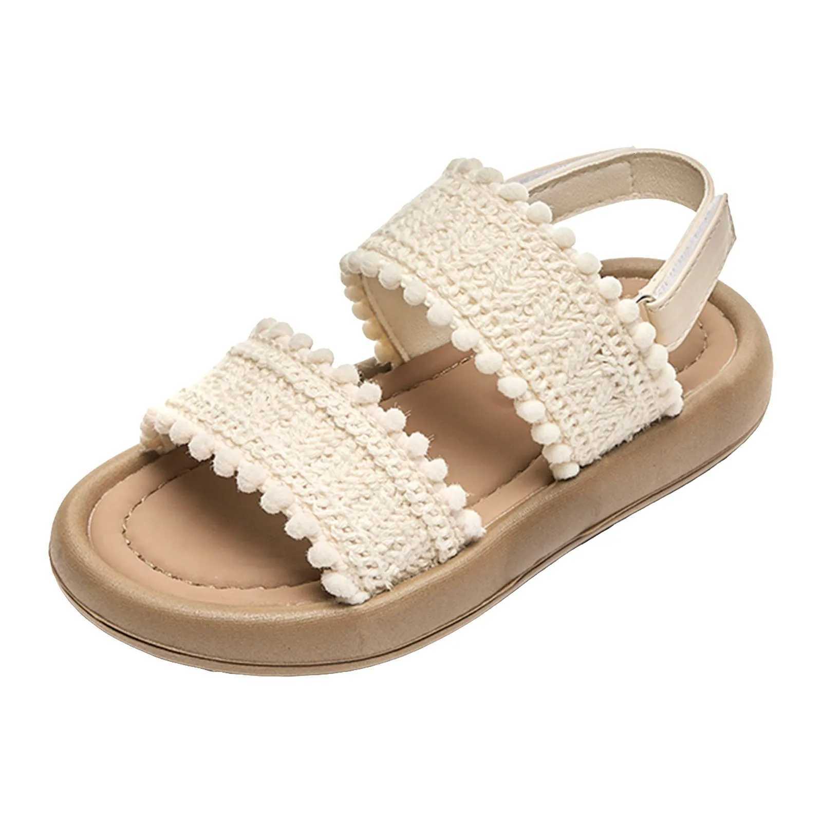 Girls Princess Sandles Summer Girls Big Kids Beach Sandals Shoes Kids Soft Soled Casual Fashion Knitted Shoes For Girl Size 2T260321