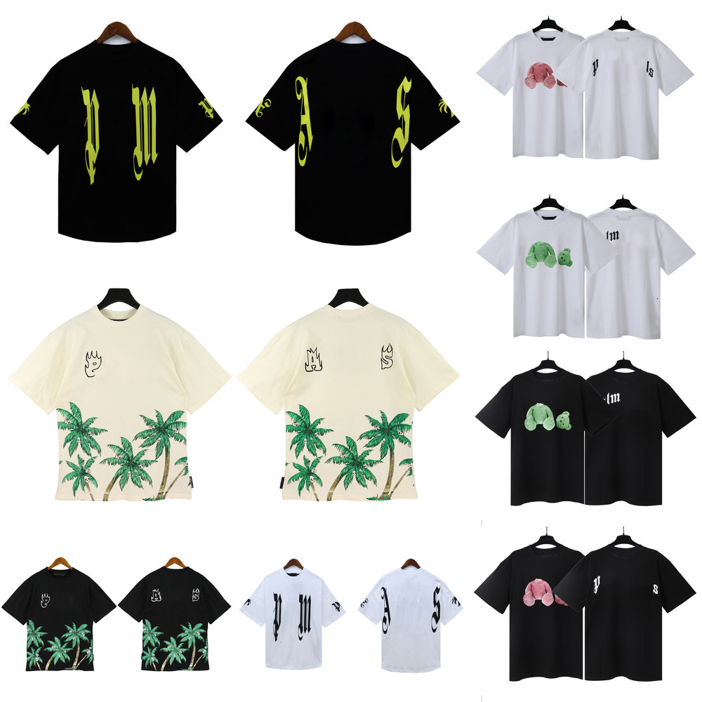 Mens tshirts anglestracksuit women Short Sleeve fashion Hip Hop luxury palm tshirts Y2k Graffiti cotton tees breathable Summer palms shirt Unisex clothing tops
