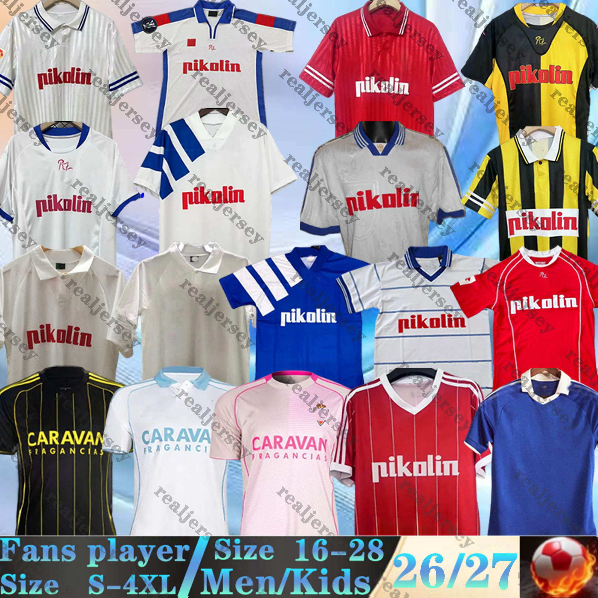 25 26 Real Zaragoza Soccer Jerseys Retro 1992 1993 94 95 97 98 01 02 04 SIMEONE IVAN AKETXE ZAPATER BERMEJO 2025 2026 men kids kit Football Shirts MARCOS CAMISETA SOBERON