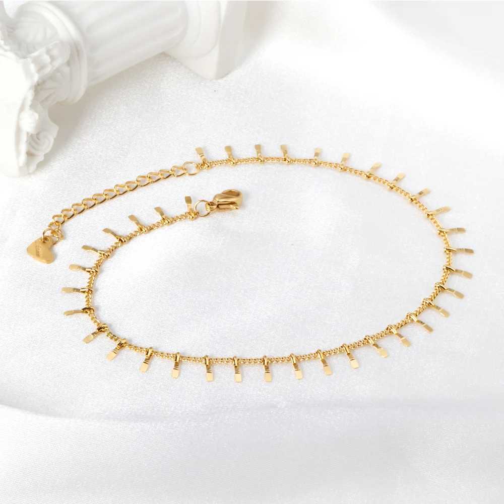 LUXUKISSKIDS Bohemia Gold Plated Tassel Charms Anklets Solid Link Chains Leg Stainless Steel Woman/Girls Summer Jewelry H260325 - view 4