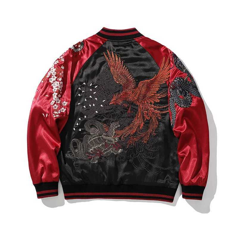 Satin Embroidery Baseball Jacket Sukajan Spring Men Coat Long Sleeve Tiger Dragon Male Clothing Big Plus Size 4XL D004 C260325