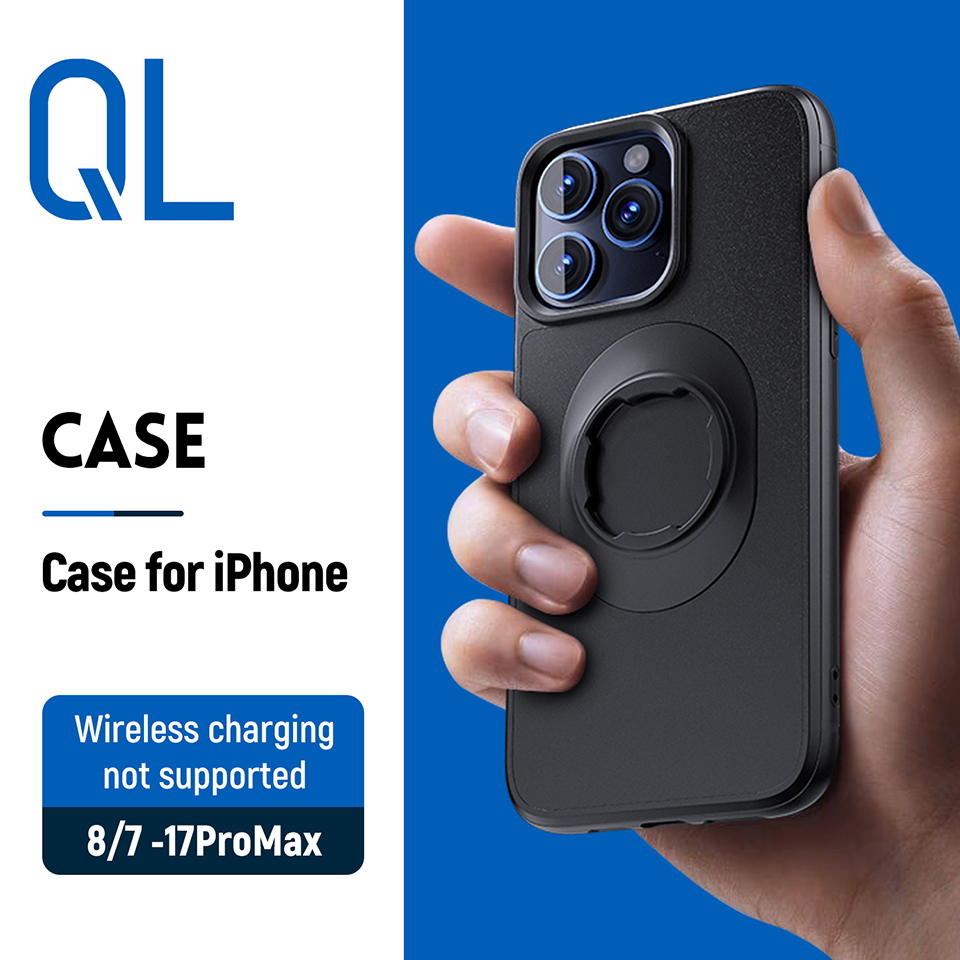 Quicky Mount Case for iPhone 17/16/15/14/13/12 Air Pro Max NoMagnetic Cover fit Quad-style Motorcycle Holder with Lock-in Design