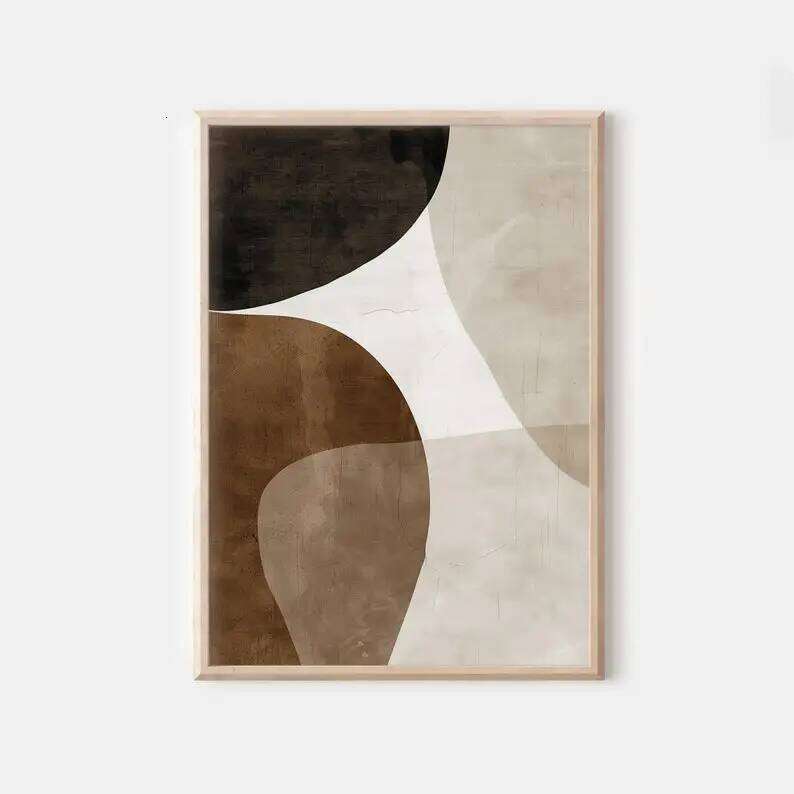 3pcs Abstract Emerald Beige Organic Shape Canvas Art, Unframed Brown Gallery Wall Decor, Living Room and Bedroom Decortion 26Y0325