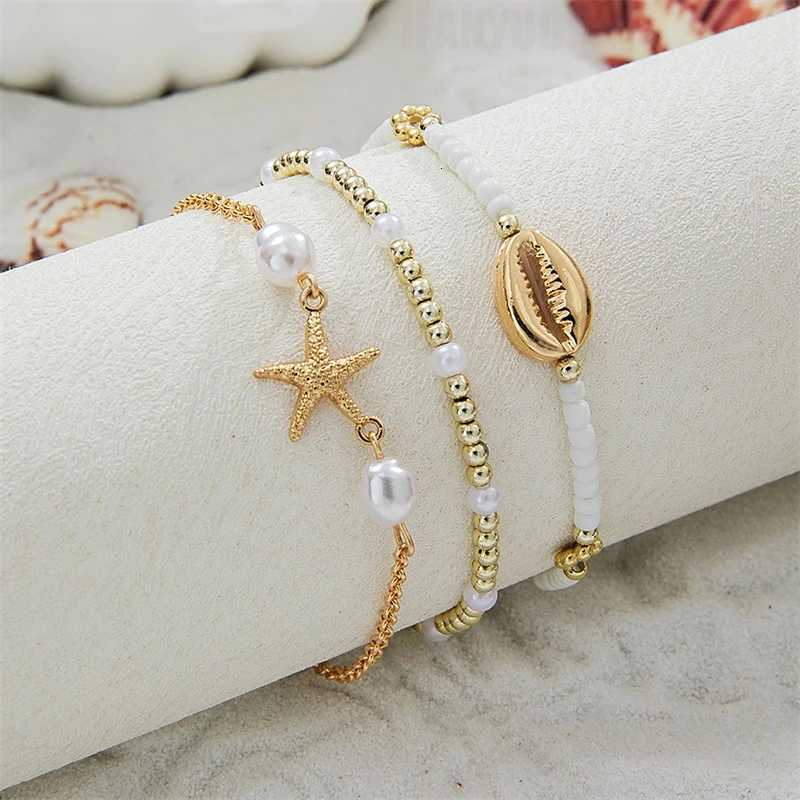 3Pcs Seaside Bohemian Starfish Shells Set for Women Gold White Color Rice Beads Summer Beach Jewelry Gifts H260325 - view 4