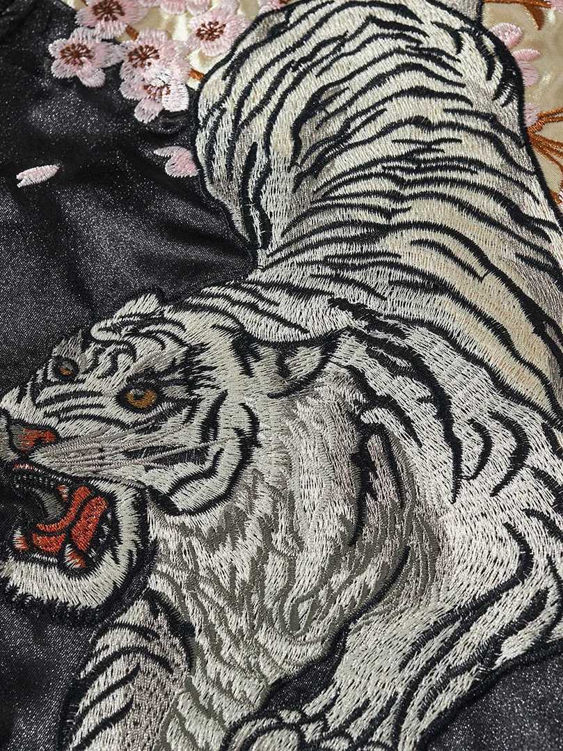 Satin Embroidery Baseball Jacket Sukajan Spring Men Coat Long Sleeve Tiger Dragon Male Clothing Big Plus Size 4XL D004 C260325