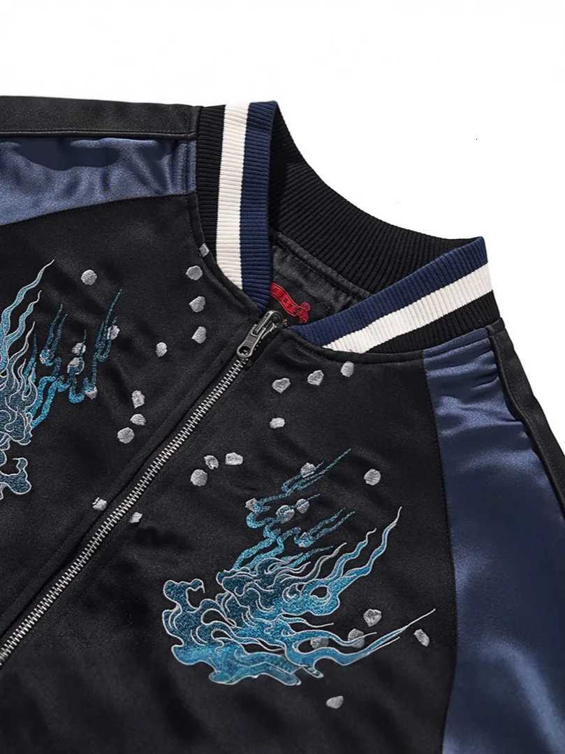 Tiger Embroidery Baseball Jacket Men Satin Sukajan Male Fashion Coat Luxury Spring Long Sleeve Clothing D021 C260325