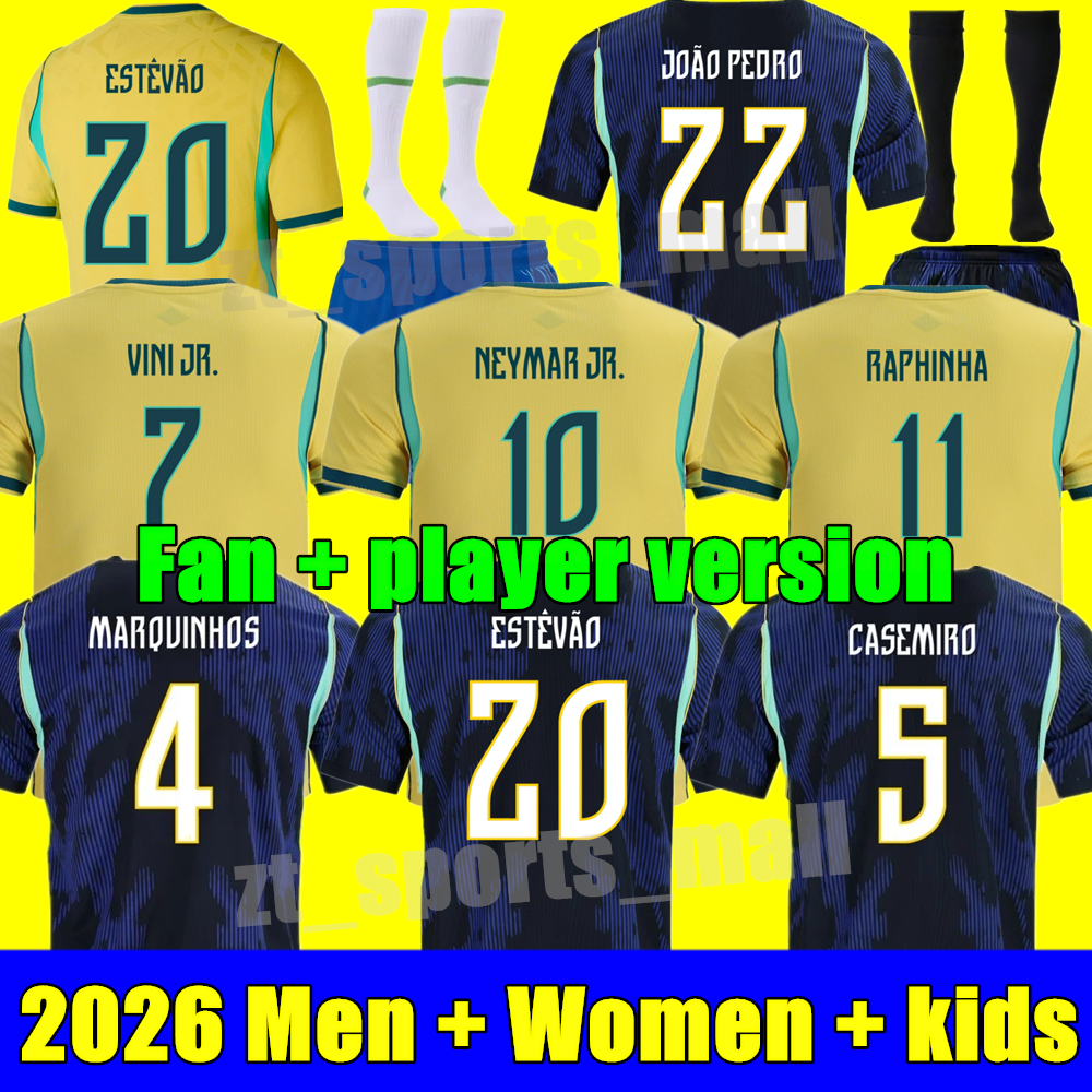 2026 Brazil Soccer Jersey world Cup Brasil Football Shirt 26 27 NEYMAR JR G.JESUS MARQUINHOS VINI JR CASEMMIRO Men kids kit women uniforms Camiseta Fans player version