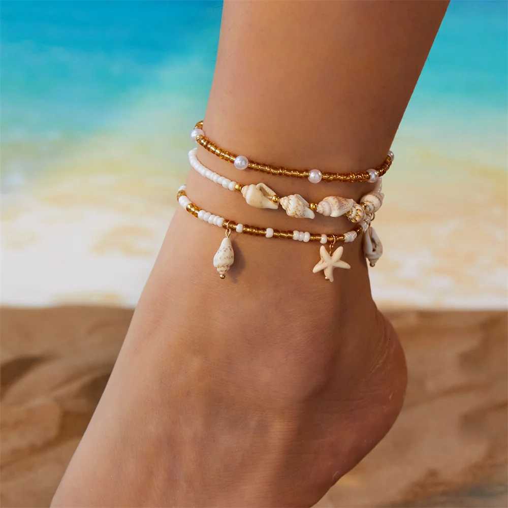 Trendy Round Beads Cute Turtle Starfish Multilayer Anklets For Women Summer Foot Chains Beach Jewelry Ankle Accessories H260325 - view 7