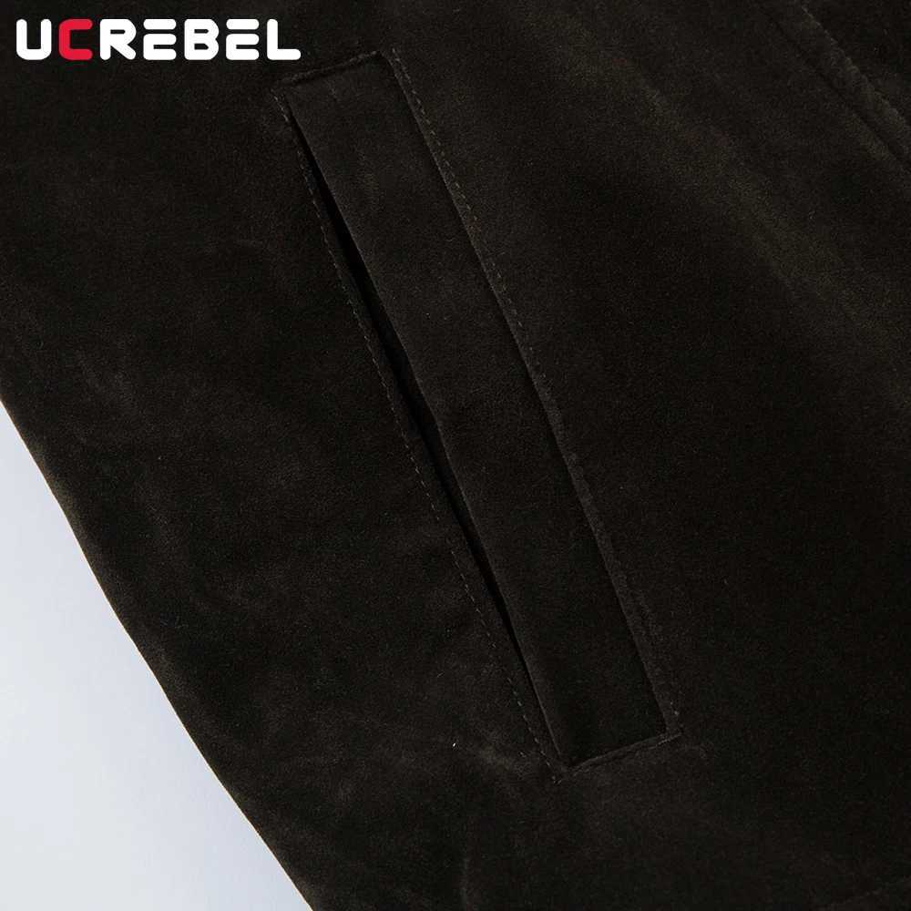 Retro Spliced Suede Jacket Mens Button Decoration Autumn Winter Retro Lapel Long Sleeve Loose Outerwear Man C260325