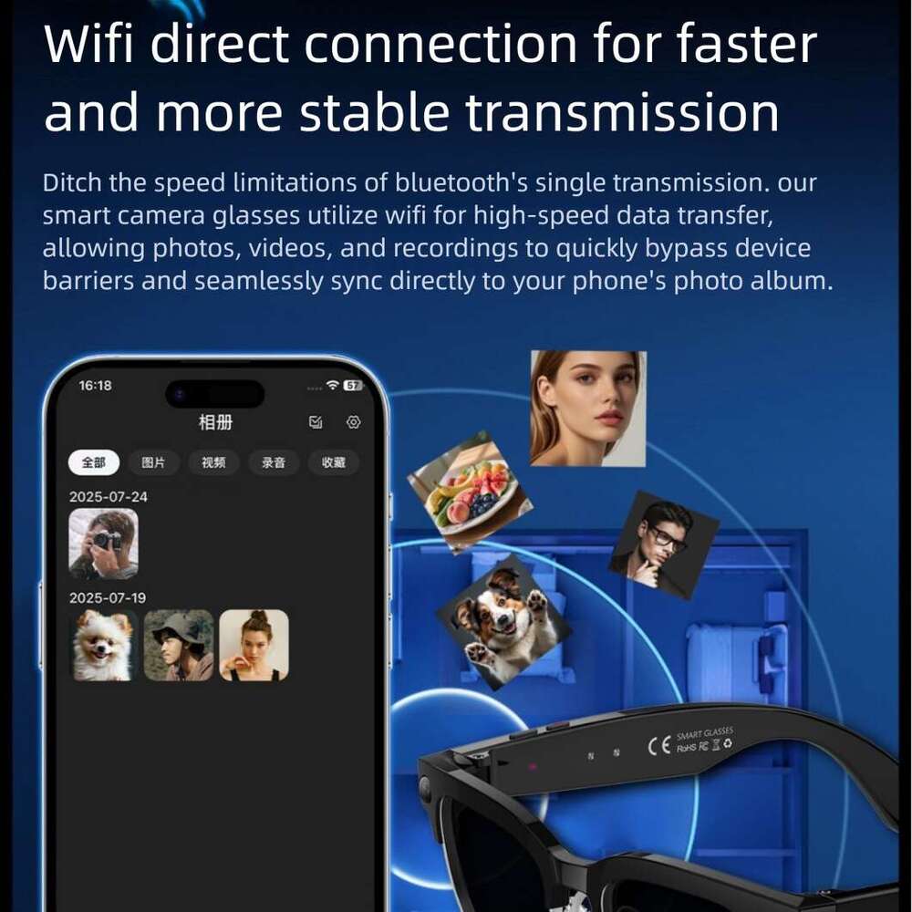 New W630 Smart Glasses, 8MP HD Camera, Dual-Mic Noise Reduction, AI Object Recognition, Bluetooth Calling Sports Glasses CKS
