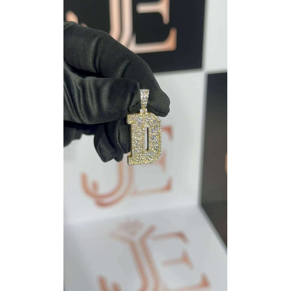 Price Wholesale 925 Sterling Silver GRA Certified Moissanite D Letter Pendant Necklace Diamond Hip Hop Jewelry Charm For Men Jewelry