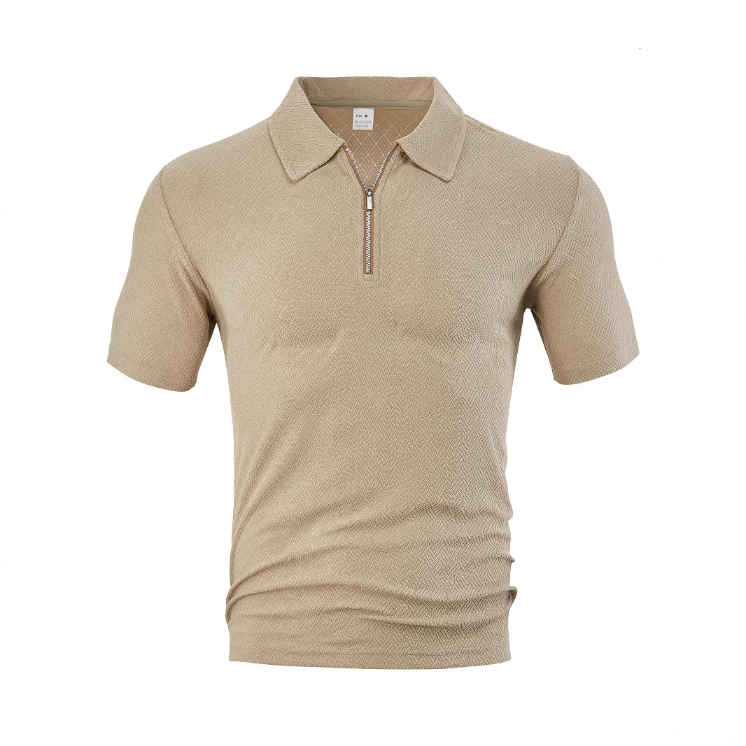 European And American Men's Summer New Designer Hoodie Casual Loose Towel Jacquard Zipper Designer T-shirt Polo Placket Men's Short Sleeve Polo Shirt