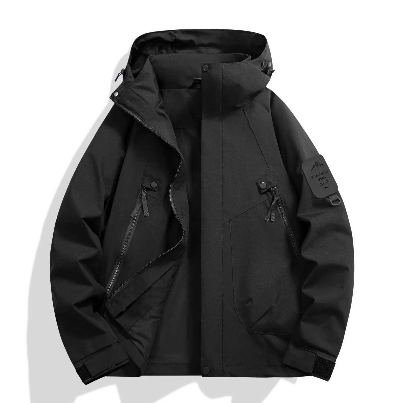 Mens Windproof Waterproof Outdoor Raincoat Spring Autumn Lightweight Hiking Hooded Casual Windbreaker Coat M260325