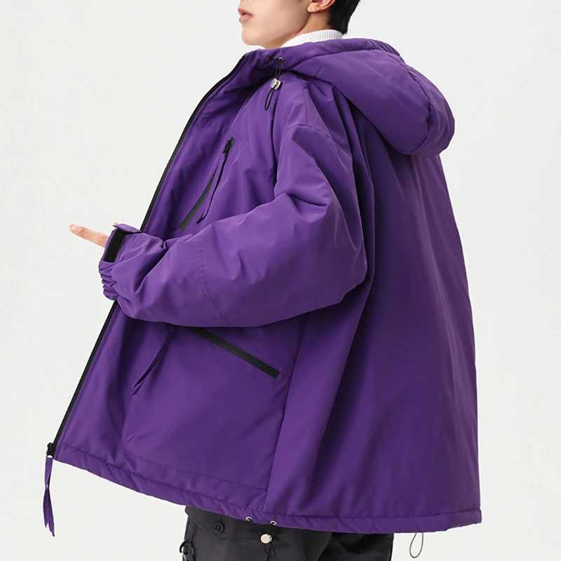 Casual Mens Hooded Cotton-Padded s 2025 Winter Outdoor Loose Solid Color Thick Parkas Streetwear Windproof Top Down Coats M260325
