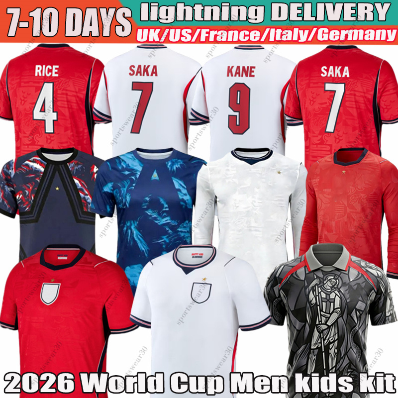 2026 england football shirt BELLINGHAM KANE SAKA FODEN RICE 26 27 Soccer Jerseys Konsa Watkins Gordon PALMER Walker Men Kids kit
