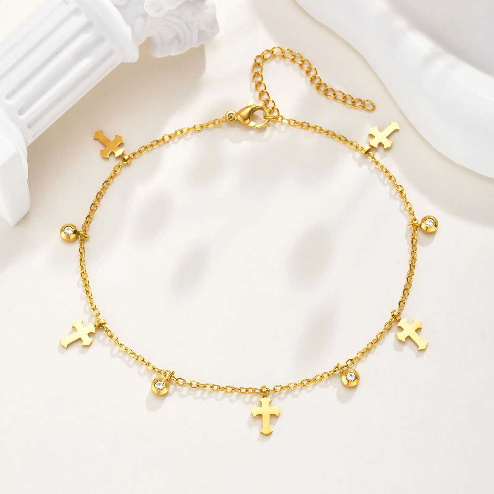 Waterproof Stainless Steel Foot Chain Anklet Women Crown/ Butterfly /cross/ Star Dangle Anklets Adjustable Link H260325 - view 6