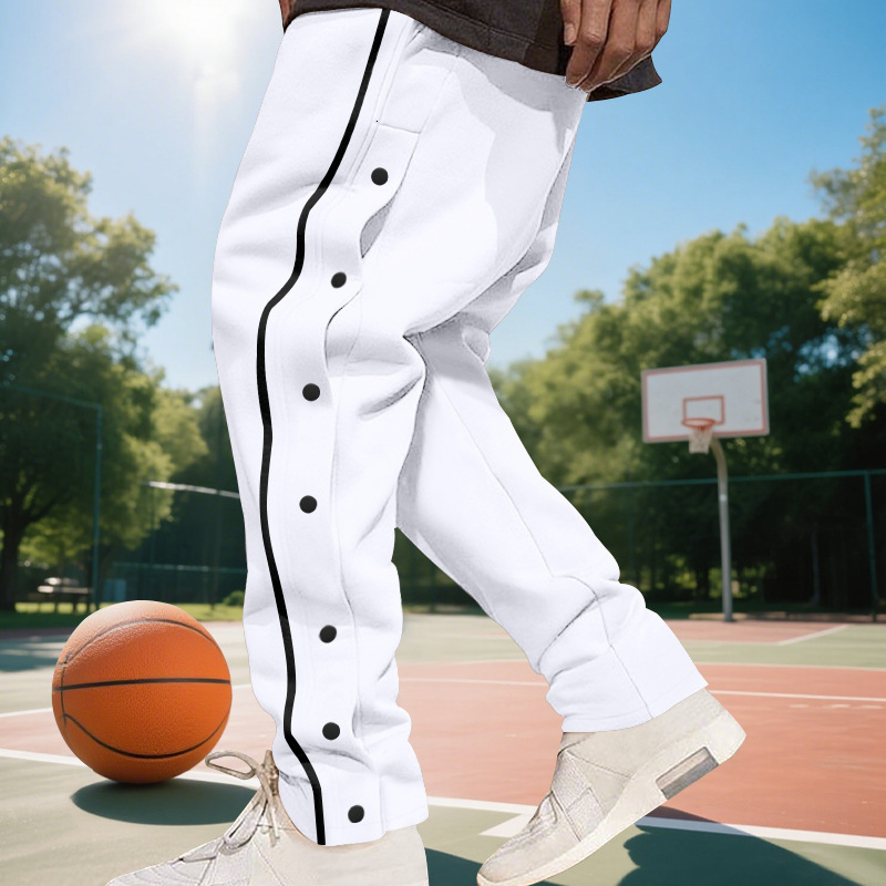 American-style Essential Pants Autumn And Winter Heavy-duty Hip-hop Men's Pants High Street Trendy Basketball Side-zip Sports Casual Sweatpants