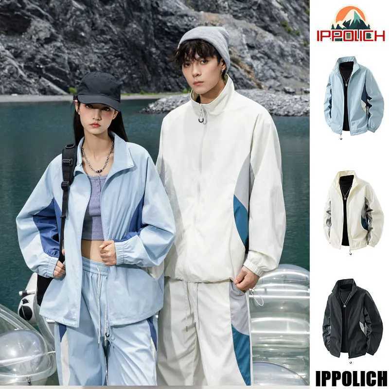 Unisex Hiking Women Patchwork Waterproof Wear-Resistant Camping s Male Outdoor Mountaineering Stand Collar Coats M260325