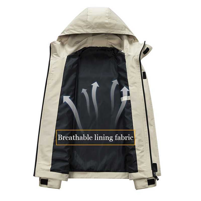 2024 Mens Waterproof Fashion Casual Hoodies Coat Streetwear Autumn Anti-wind Outdoor Travel Climbing Outerwear M260325