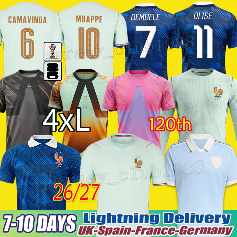 France Jersey 2026 Mbappe maillot Dembele Ekitike Doue Olise Soccer Jersey CHERKI Saliba Kante Thuram Barcola Tchouameni FFF away 26 27 football shirt Men kids kit