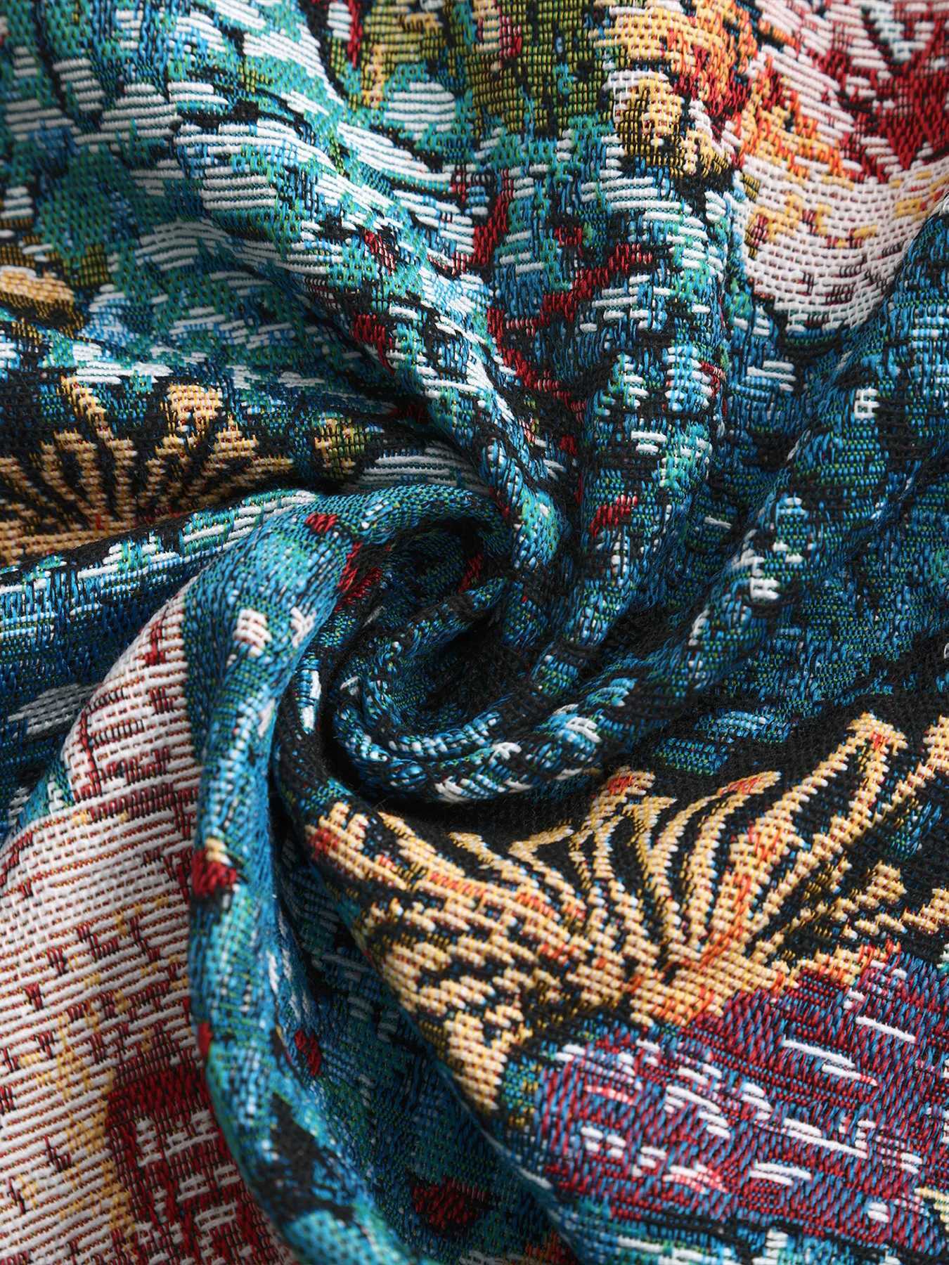 Spring and Autumn New Mens Ocean World Colorwoven Jacquard Trendy Fashion Polo Collar Jacket for Everyday Commuting C260325