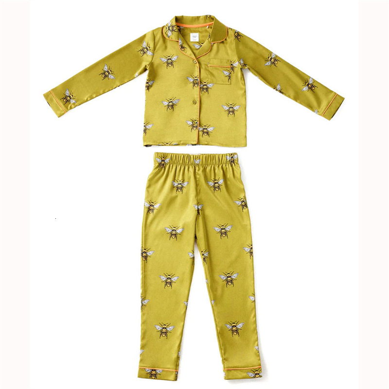 Pajamas Set Early Autumn Wearable High End Trendy Silk Women Niche Luxury Home Wear Set Green Bee Pattern