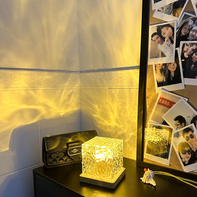 Dynamic Water Ripple Atmosphere Night Light Touch Control RGB Colorful Table Lamp