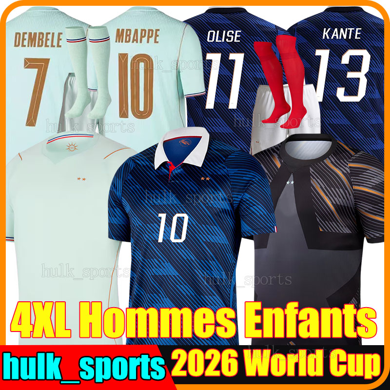 4XL 2026 france MBAPPE DOUE soccer jerseys French DEMBELE OLISE KOLO MUANI RABIOT EKITIKE AKLIOUCHE CHERKI THURAM men kids kit socks sets Maillots de football shirt