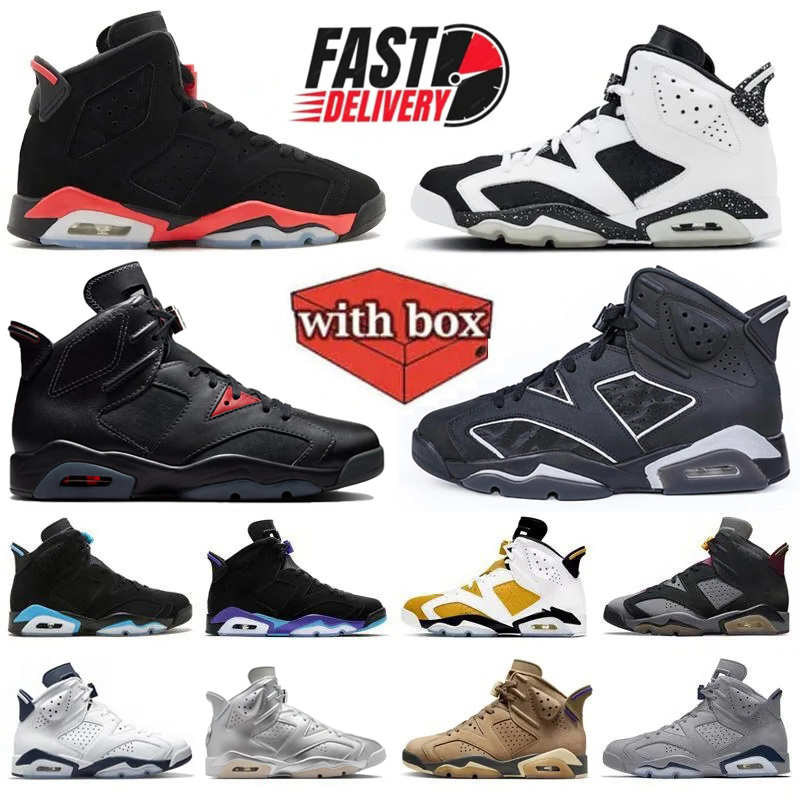 With Box 6 6s Mens Basketball Shoes Cap and Gown BIN 23 Reverse Infrared UNC Reverse Oreo Aqua Metallic Silver Midnight Navy Sport Blue White trainers Sneakers 36-47
