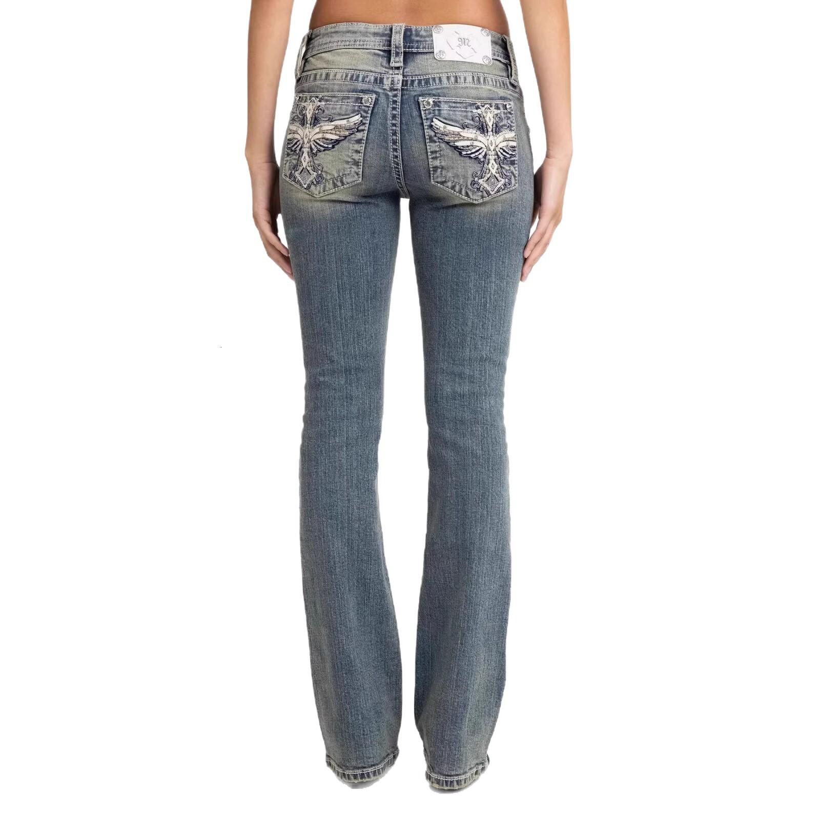 Luxury Brand Designer Clothes Y2k Cross-Border Miss Me European And American Fashion Hot Girl Retro Low-Waist Embroidered Wing Cross Slim-Fit Jeans Fo