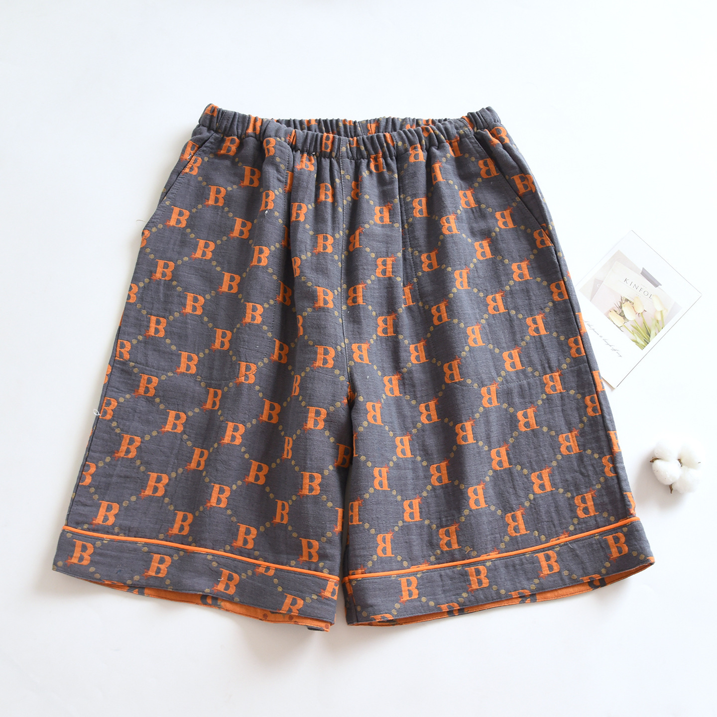 Men's Homewear Shorts Spring Summer Pure Cotton Gauze Elastic Waist Thin Casual Knee Length Pajama Pants With Pockets Outdoor Wearable Plus Size